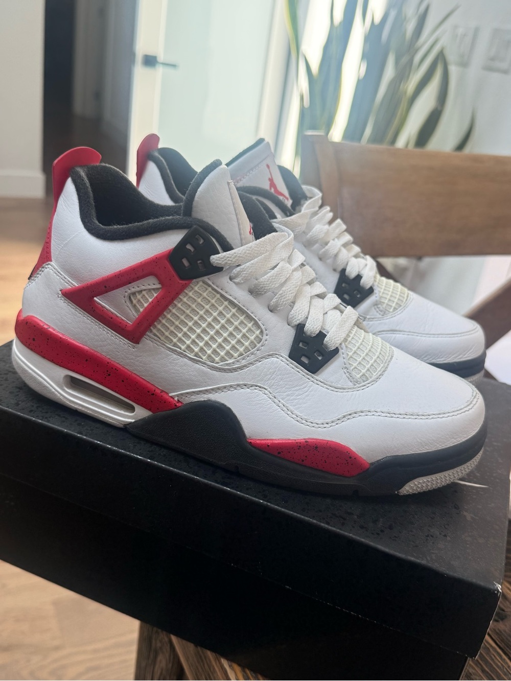 Jordan Men’s White and Red Retro Basketball Sneakers